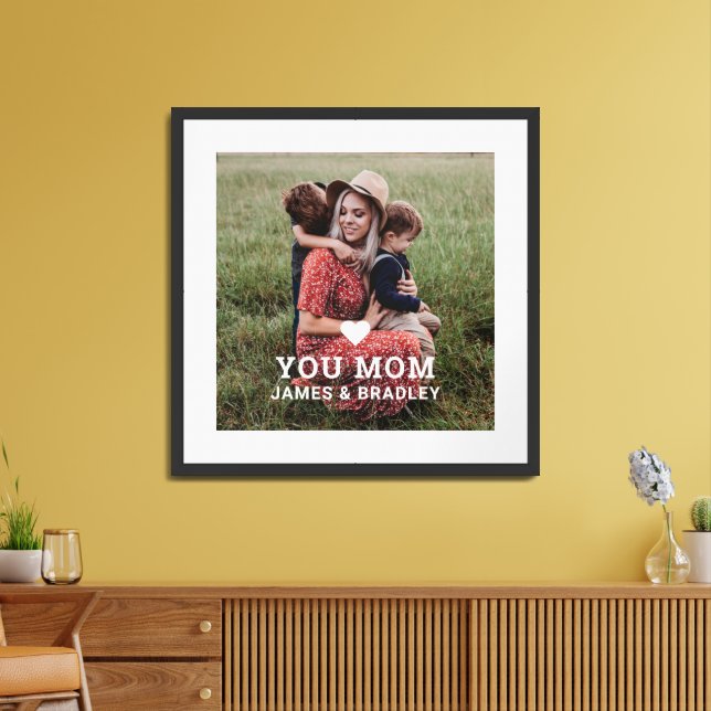 Cute HEART LOVE YOU MOM Mother's Day Framed Art (Living Room)