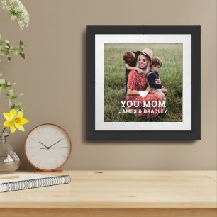 Cute HEART LOVE YOU MOM Mother's Day Framed Art