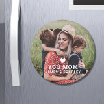 Cute HEART LOVE YOU MOM Mother's Day Magnet<br><div class="desc">Cute HEART LOVE YOU MOM Mother's Day Magnets features your favorite photo with the text "(love heart) you Mom" in modern white script with your names below. Personalize by editing the text in the text box provided and adding your own picture. Designed by ©2022 Evco Studio www.zazzle.com/store/evcostudio</div>