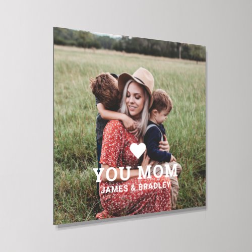 Cute Heart Love You Mom Mothers Day Personalized Acrylic Photo Tile