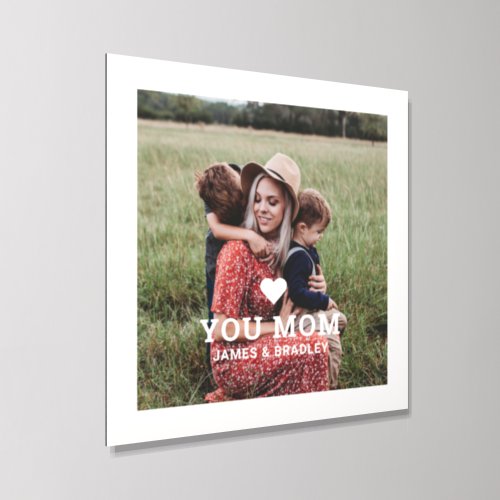 Cute Heart Love You Mom Mothers Day Personalized Acrylic Photo Tile