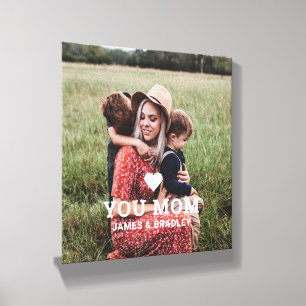 Cute Heart Love You Mom Mother's Day Personalized Canvas Photo Tile