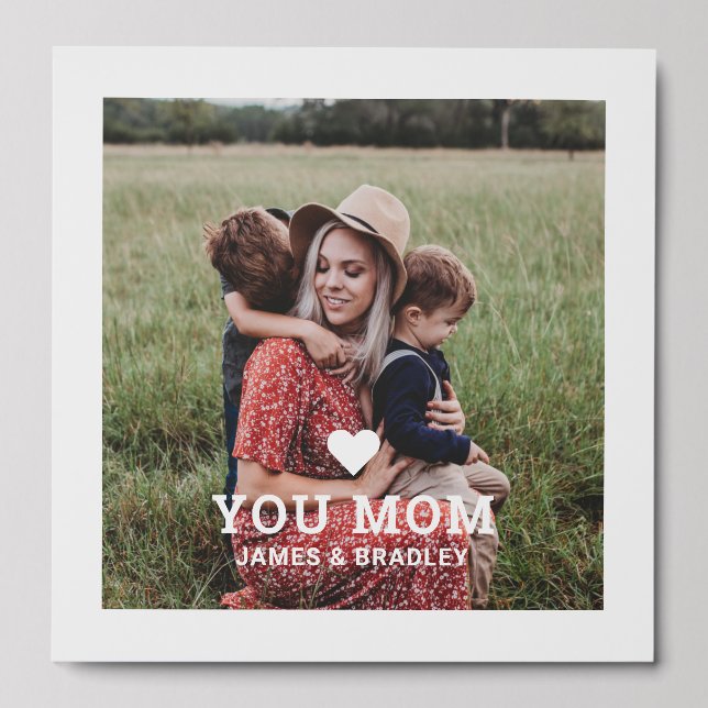 Cute Heart Love You Mom Mother's Day Personalized Peel And Stick Photo Tile (Front Set)