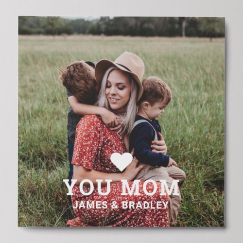 Cute Heart Love You Mom Mothers Day Personalized Peel And Stick Photo Tile