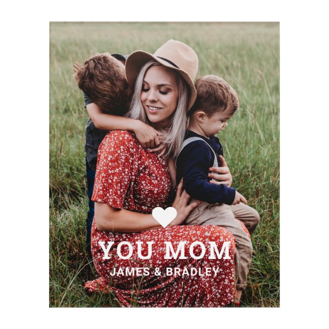 Cute Heart Love You Mom Mother's Day Photo Acrylic Print (Front)