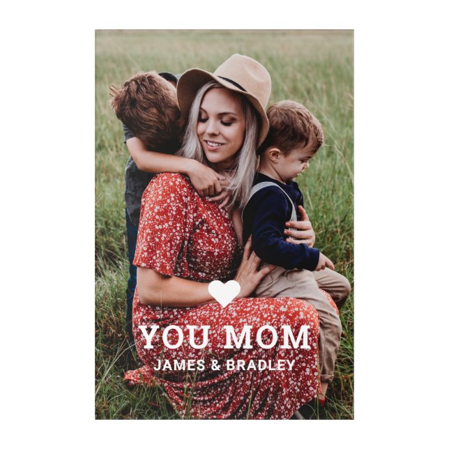 Cute Heart Love You Mom Mother's Day Photo Acrylic Print (Front)