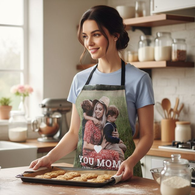 Cute Heart Love You Mom Mother's Day Photo Apron (Creator Uploaded)