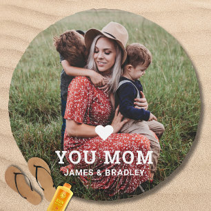 Cute HEART LOVE YOU MOM Mother's Day Photo Beach Towel