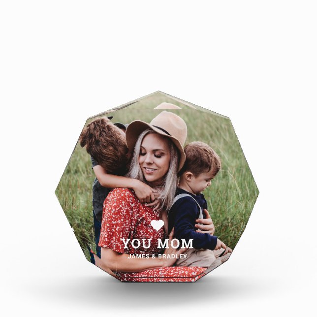 Cute HEART LOVE YOU MOM Mother's Day Photo Block (Front)
