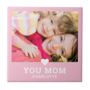 Cute Heart Love You Mom Mother's Day Photo Ceramic Tile