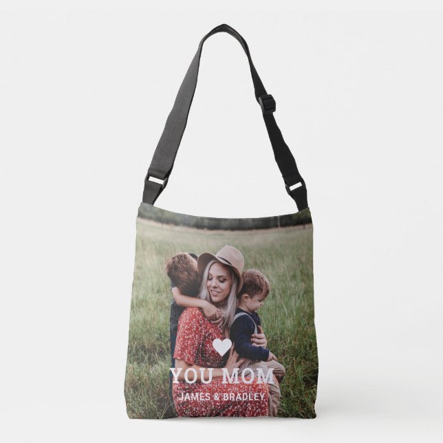Cute HEART LOVE YOU MOM Mother's Day Photo Crossbody Bag (Front)