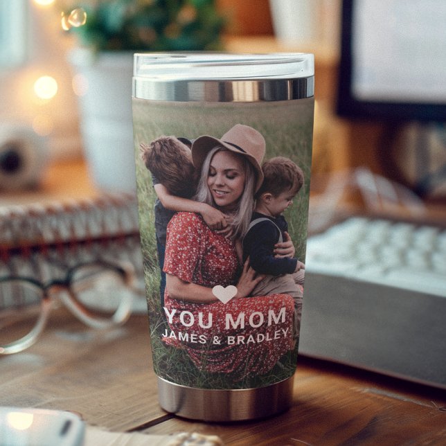 Cute Heart Love You Mom Mother's Day Photo Insulated Tumbler (Creator Uploaded)