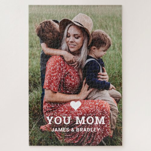 Cute Heart Love You Mom Mothers Day Photo Jigsaw Puzzle