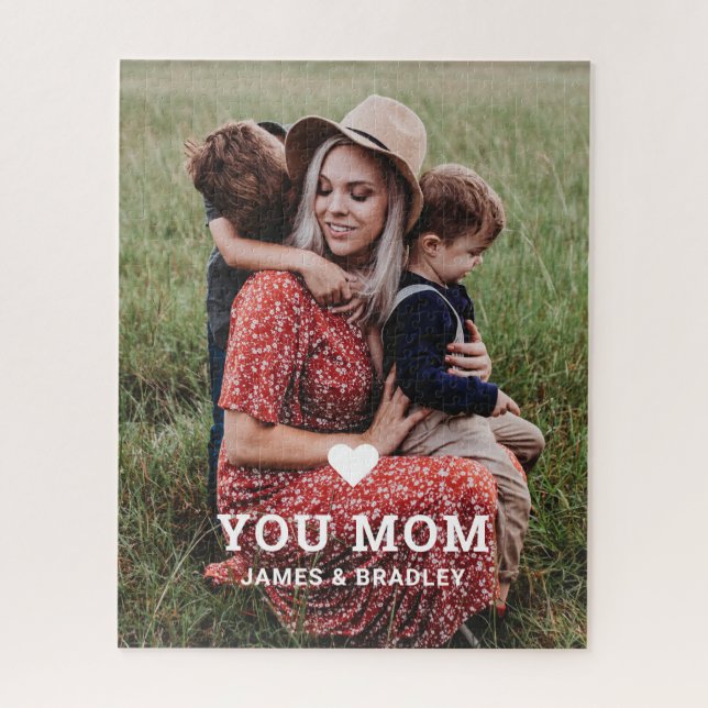 Cute Heart Love You Mom Mother's Day Photo Jigsaw Puzzle (Vertical)