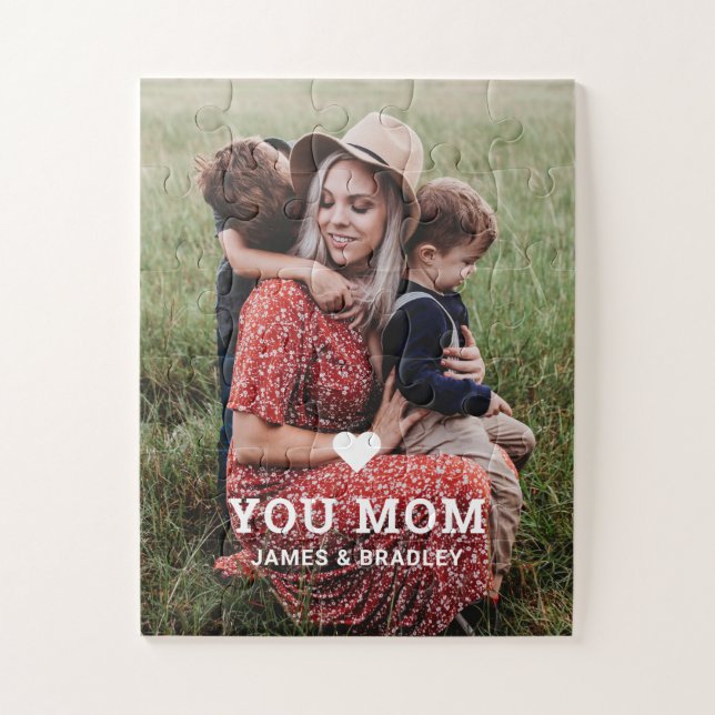 Cute Heart Love You Mom Mother's Day Photo Jigsaw Puzzle (Vertical)