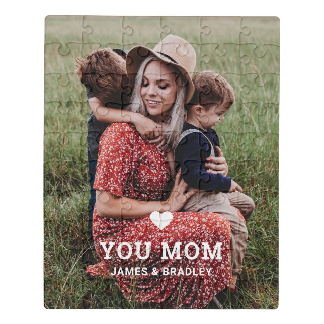 Cute Heart Love You Mom Mother's Day Photo Jigsaw Puzzle (Puzzle Vertical)