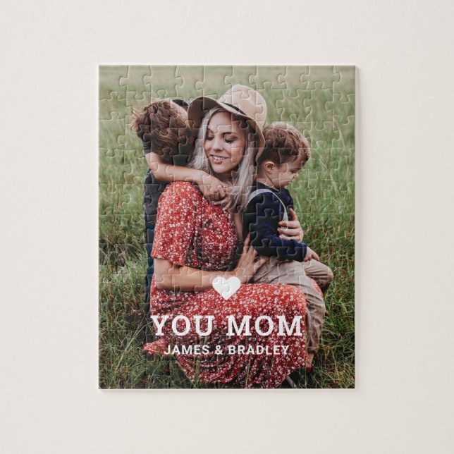 Cute Heart Love You Mom Mother's Day Photo Jigsaw Puzzle (Vertical)