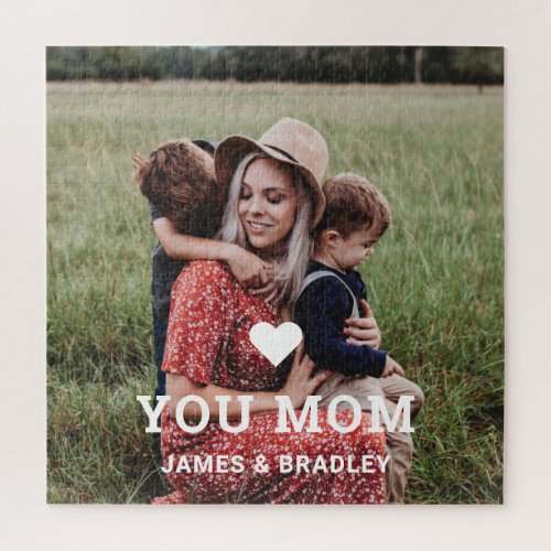 Cute HEART LOVE YOU MOM Mothers Day Photo Jigsaw Puzzle