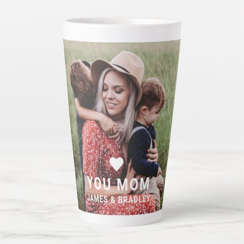 Cute Heart Love You Mom Mothers Day Photo Latte Mug