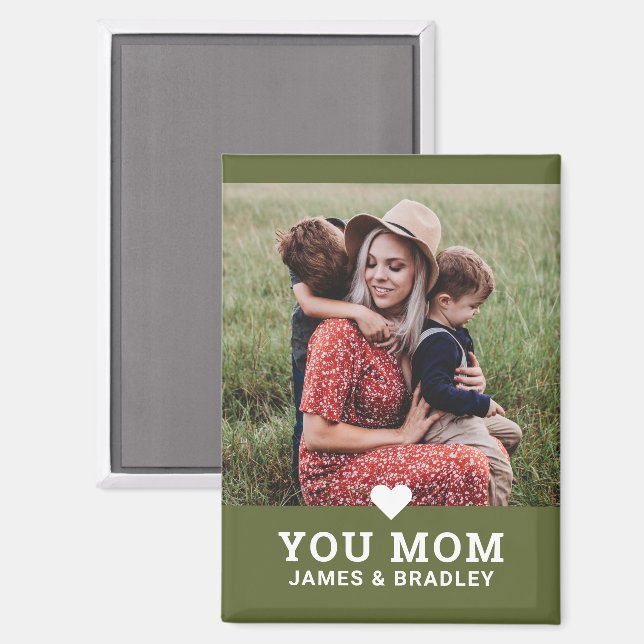 Cute Heart Love You Mom Mother's Day Photo Magnet (Front/Back)