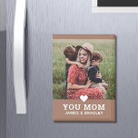 Cute Heart Love You Mom Mother's Day Photo Magnet<br><div class="desc">Cute Heart Love You Mom Mother's Day Photo Magnet features your favorite photo with the text "(love heart) you Mom" in modern script with your names below on a mocha mousse background. Personalize by editing the text in the text box provided and adding your own picture. Makes the perfect personalized...</div>
