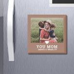 Cute Heart Love You Mom Mother's Day Photo Magnet<br><div class="desc">Cute Heart Love You Mom Mother's Day Photo Magnet features your favorite photo with the text "(love heart) you Mom" in modern white script with your names below on a mocha mousse background. Personalize by editing the text in the text box provided and adding your own picture. Makes the perfect...</div>