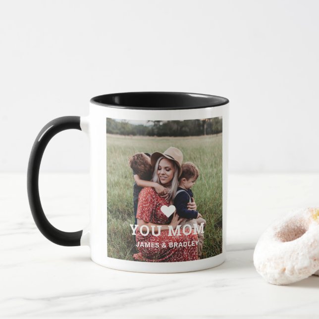 Cute HEART LOVE YOU MOM Mother's Day Photo Mug (With Donut)
