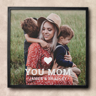 Cute HEART LOVE YOU MOM Mother's Day Photo Peel And Stick Photo Tile