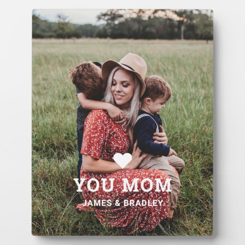 Cute HEART LOVE YOU MOM Mothers Day Photo Plaque