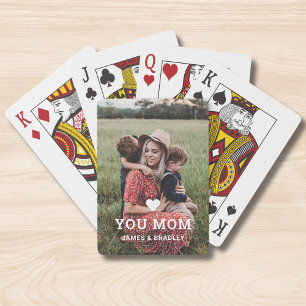 Cute HEART LOVE YOU MOM Mother's Day Photo Poker Cards