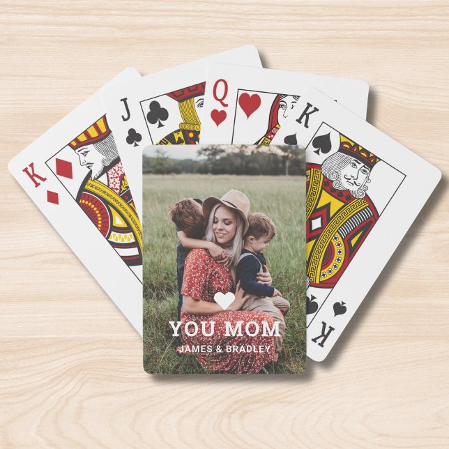Cute HEART LOVE YOU MOM Mother's Day Photo Poker Cards (Creator Uploaded)