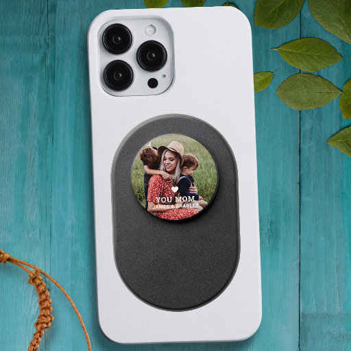 Cute HEART LOVE YOU MOM Mother's Day Photo PopSocket