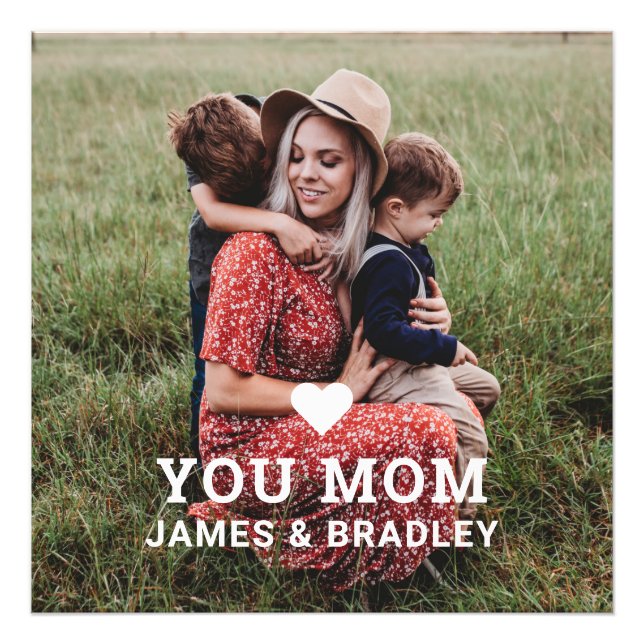 Cute HEART LOVE YOU MOM Mother's Day Photo Print (Front)