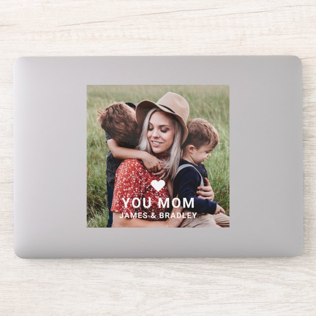 Cute Heart Love You Mom Mother's Day Photo Sticker (Computer)