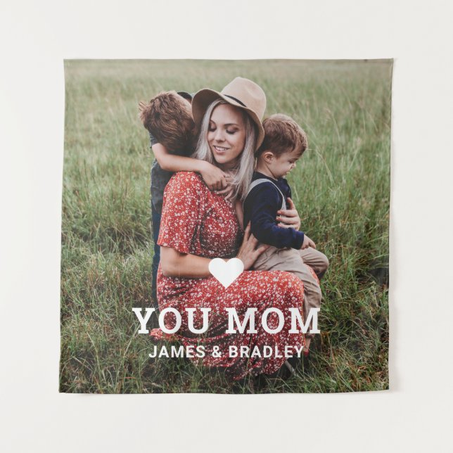 Cute Heart Love You Mom Mother's Day Photo Tapestry (Front)