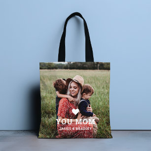 Cute HEART LOVE YOU MOM Mother's Day Photo Tote Bag