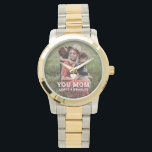 Cute Heart Love You Mom Mother's Day Photo Watch<br><div class="desc">Cute Heart Love You Mom Mother's Day Photo Watch eWatch features your favorite photo with the text "(love heart) you Mom" in modern white script with your names below. Personalize by editing the text in the text box provided and adding your own picture. Perfect for Christmas, birthday and Mother's Day...</div>
