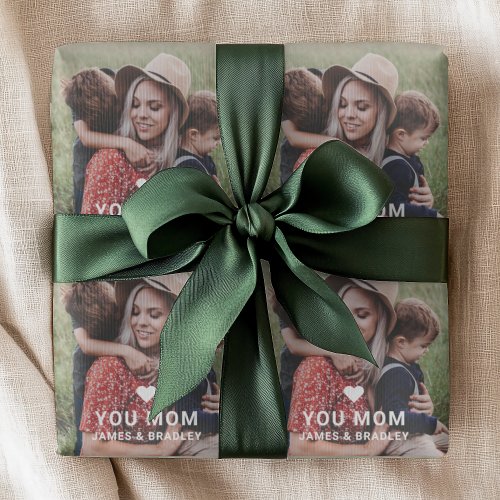 Cute Heart Love You Mom Mother's Day Photo Wrapping Paper