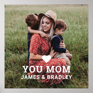 Cute HEART LOVE YOU MOM Mother's Day Poster