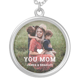 Cute HEART LOVE YOU MOM Mother's Day Silver Plated Necklace