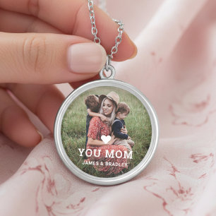 Cute HEART LOVE YOU MOM Mother's Day Silver Plated Necklace
