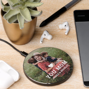 Cute HEART LOVE YOU MOM Mother's Day Wireless Charger