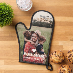 Cute HEART LOVE YOU Mom Photo Mother's Day Oven Mitt