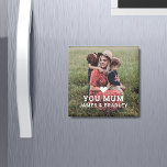 Cute HEART LOVE YOU MUM Mother's Day Magnet<br><div class="desc">Cute HEART LOVE YOU MUM Mother's Day Magnets features your favorite photo with the text "(love heart) you Mum" in modern white script with your names below. Personalize by editing the text in the text box provided and adding your own picture. Designed by ©2022 Evco Studio www.zazzle.com/store/evcostudio</div>