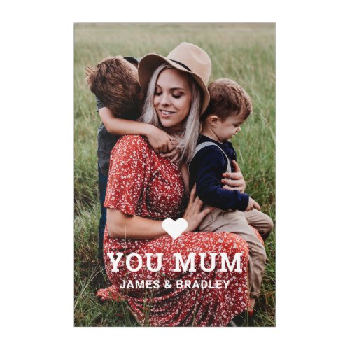 Cute Heart Love You Mum Mothers Day Photo Acrylic Print