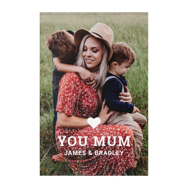 Cute Heart Love You Mum Mother's Day Photo Acrylic Print (Front)