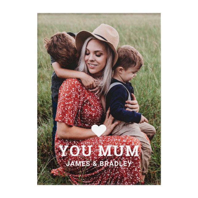 Cute Heart Love You Mum Mother's Day Photo Acrylic Print (Front)