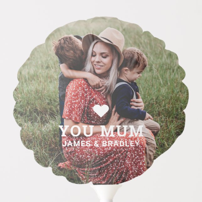 Cute Heart Love You Mum Mother's Day Photo Balloon (Front)