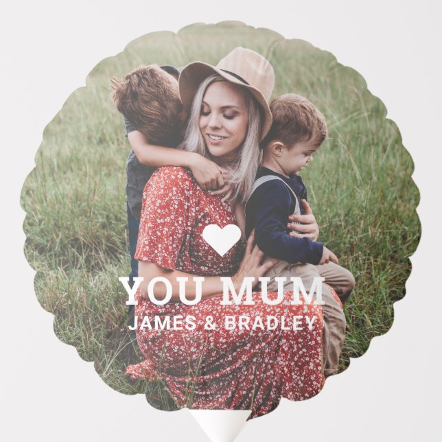 Cute Heart Love You Mum Mother's Day Photo Balloon (Front)