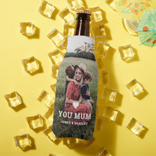 Cute HEART LOVE YOU MUM Mother's Day Photo Bottle Cooler